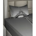 thumbnail image 2 of Ambesonne Eiffel Tower Fitted & Top Sheet Set with Sham, Paris Landmark, Grey, 2 of 4