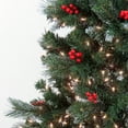 thumbnail image 2 of National Tree Company 7.5 ft. Pre-Lit Artificial Meadowlark Pencil Slim Christmas Tree, Green, Flocked, Red Berries, 750 Clear Lights, Includes Stand, 2 of 6