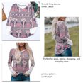 thumbnail image 3 of Jersey de manga larga con cuello en V, estampado elegante, cómodo, informal, suelto, para mujer, sudadera, color caqui S, 3 of 4