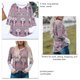 thumbnail image 3 of Jersey de manga larga con cuello en V, estampado elegante, cómodo, informal, suelto, para mujer, sudadera, color caqui S, 3 of 4
