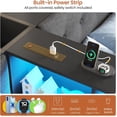 thumbnail image 4 of Twin Size Bed Frame for 2, Double Twin Beds with Storage Bookcase Divider & LED Lights & Charging Station, Metal Daybed with Headboard and 2 Storage Drawers, Corner Bed Frame for Teens, Black, 4 of 9