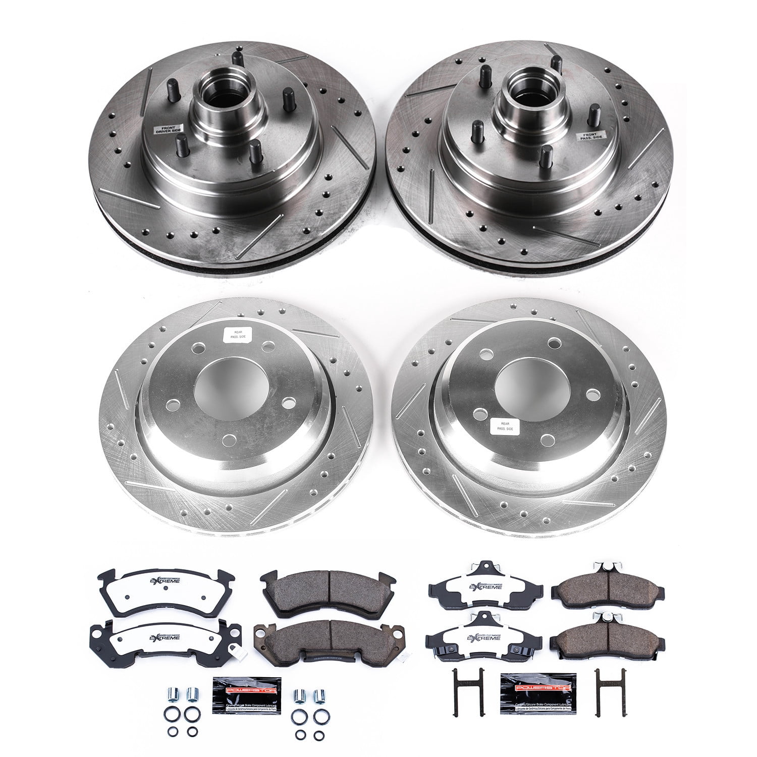 PowerStop Front and Rear Z26 Street Warrior Carbon-Fiber Ceramic Brake Pad and Drilled and Slotted Rotor Kit Fits: CHEVROLET Select Models K4338-26