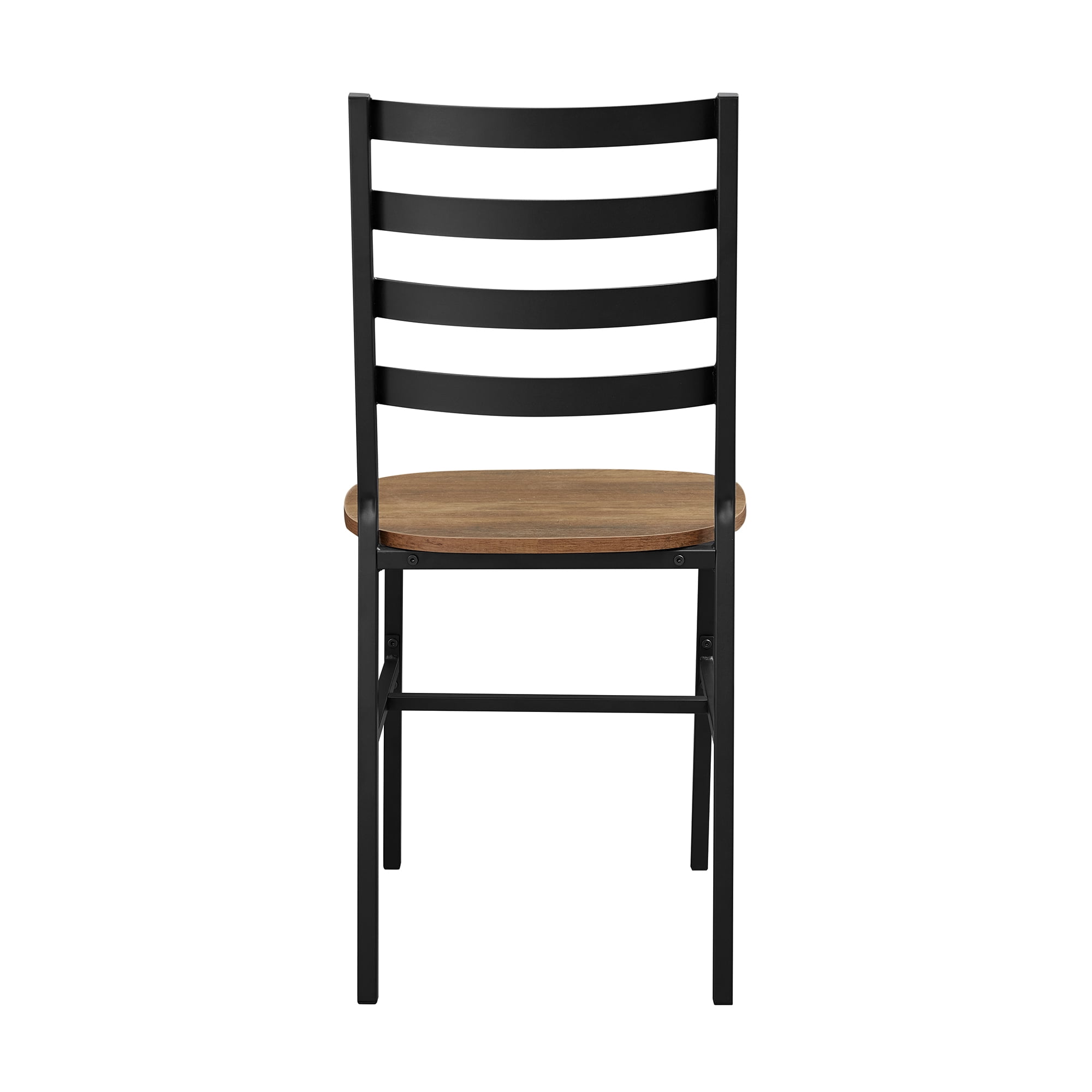 Manor Park Rustic Industrial Slat Back Metal and Wood Dining Chair, 2-Pack - Reclaimed Barnwood