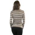 thumbnail image 2 of ToBeInStyle Women's Striped Classic Long Sleeve V-Neck Pullover Sweater - Mocha - Medium, 2 of 3