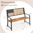 thumbnail image 3 of Costway 50" Outdoor Garden Bench with Flag Pattern Backrest & Rustic Wood Grain Finish, 3 of 10
