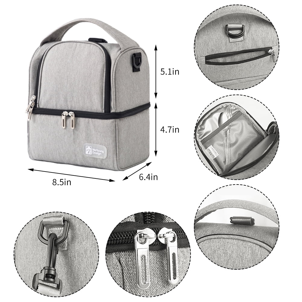 Breast Pump Bag Cooler Compartment for Breast Pump Double Layer for Mother Breast Milk Pump Gray