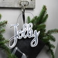 thumbnail image 4 of AuldHome Design Large Farmhouse Christmas Word Art Ornaments in Galvanized Rustic Tin Script w/ "Jolly", "Sleigh" and "Hohoho", (Set of 3 7-Inch Signs), 4 of 10