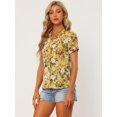 thumbnail image 5 of Blusa floral Allegra K mujer cuello En V hawaiano verano botones Amarillo M, 5 of 5