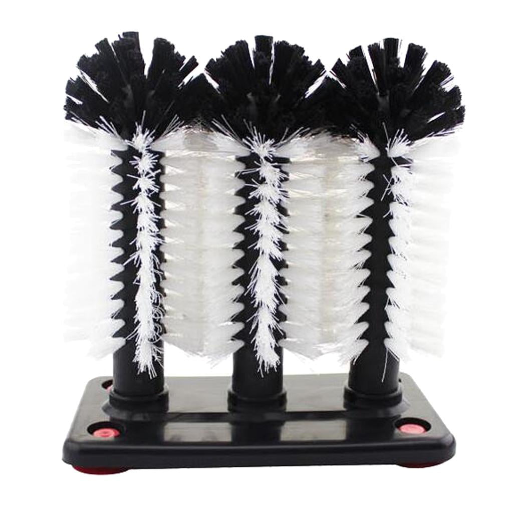 Brush, 3 Brush Glass Washer Triple rinser , Cup Mug Washer Brush, Glass Brushes for Washing Glasses for Home kitchen counter - as described+as described, B B