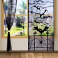 thumbnail image 2 of 2pcs Black Halloween Lace Window Curtain, Spider Web Bats Door Curtain Panel Decor for Spooky Halloween Holiday Party Decoration, 40 x 84 Inch, 2 of 7