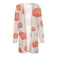 thumbnail image 5 of Cardigan Manteau Décontracté de Mode pour Femmes à Imprimé Floral d'Halloween, Longueur Moyenne, Kaki, P, 5 of 5