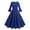 Blue, variant on Womens Round Neck Halloween Dress Solid Casual Retro Elegant Women's Dress Long Sleeved Round Neck Knee High Dress