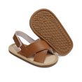 thumbnail image 3 of Aayomet Boys Girls Open Toe Solid Shoes First Walkers Shoes Summer Toddler Flat Sandals Simple Sandal,Brown 6, 3 of 4