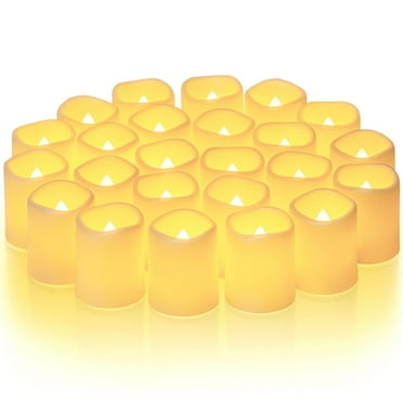 Homemory 24Pack Flickering Flameless Votive Candles,  Battery Operated LED Tealight for Wedding, Outdoor, Table, Festival (Warm White,Battery Included)