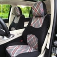 thumbnail image 3 of FH Group Tartan57 Universal Fit Cloth Car Seat Covers, Solid Back Rear Bench for Auto, SUV, Sedan and Van with Steering Wheel Cover - Beige Full Set, 3 of 8