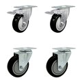 thumbnail image 2 of Polyurethane Swivel Top Plate Caster Set of 4 with 4 Inch Black Wheels - Includes 2 Swivel with Total Locking Brakes and 2 Swivel - 1400 lbs. Total Capacity - Service Caster Brand, 2 of 4
