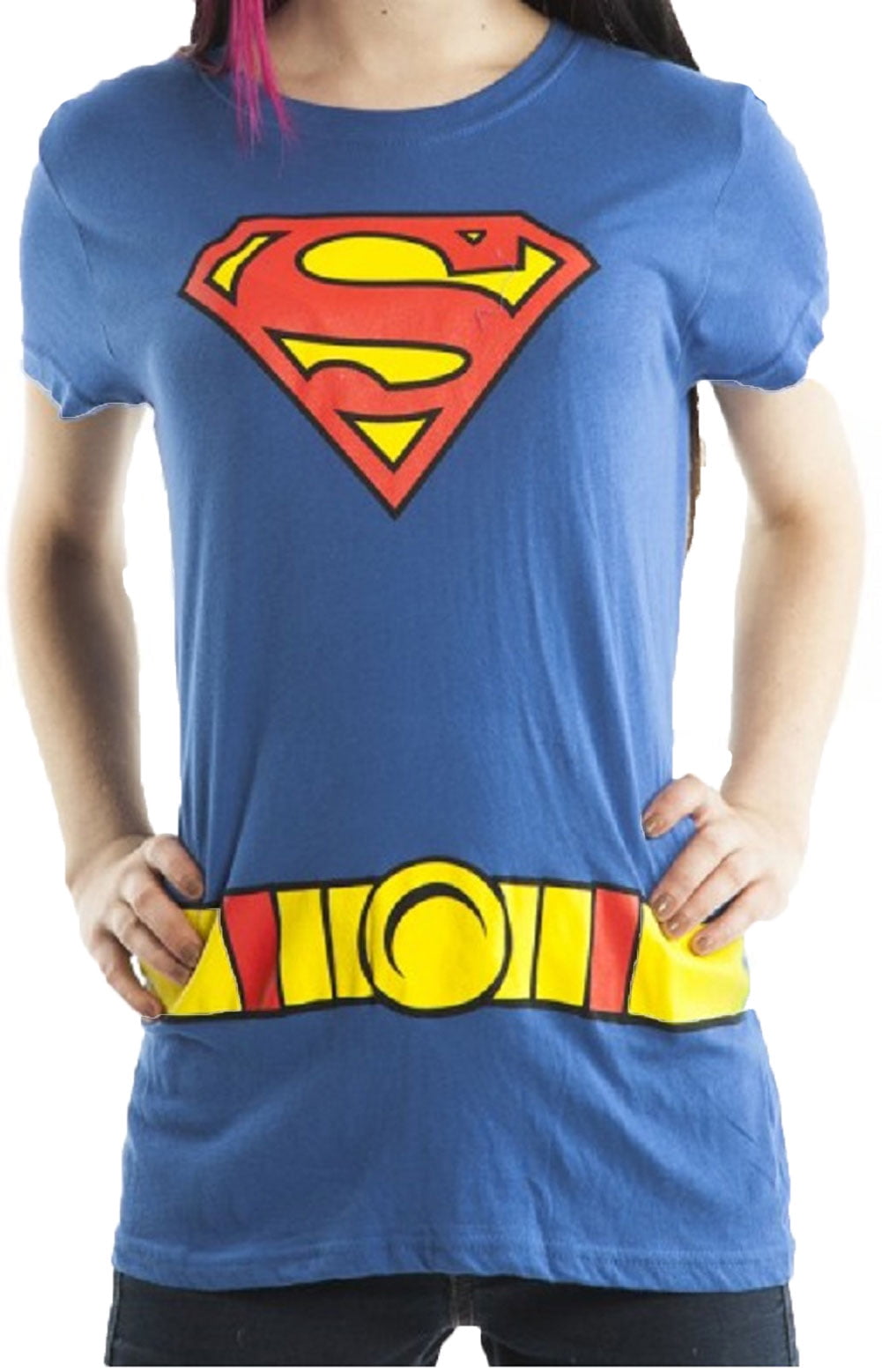 KIDS BOYS JUNIORS DC COMICS RED BLUE SUPERMAN CAPE TOP T-SHIRT TEE SHIRT 