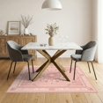 thumbnail image 3 of ODIKA 5'x7' Washable Area Rug Easy Care, Non-Shedding, Pet Friendly, Scroll Bordered Trellis Solid Shaggy Look Minimalist Pink Boho Refined for Small Living Room, Bedroom, 3 of 7