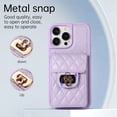thumbnail image 4 of ELEHOLD for iPhone 11 Pro Wallet Case with Card Holder, PU Leather Shockproof Crossbody Case with Metal Snap Adjustable Strap Lanyard Compatible with iPhone 11 Pro,Purple, 4 of 7