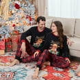 thumbnail image 4 of Christmas Matching Pajamas Elk Print Long Sleeve Shirt and Plaid Pants Set Loungewear Soft Sleepwear, 4 of 7