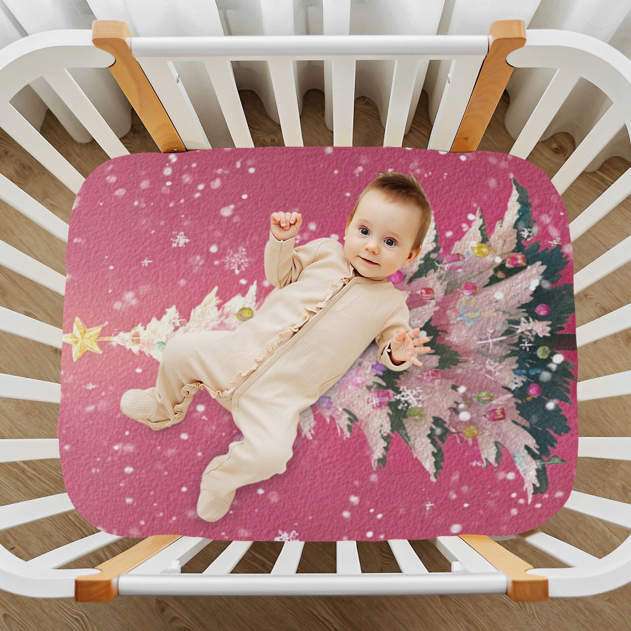 Baby Essentials 52”x 28”- Standard Cotton-like Modal Elastic- Twinkling Falling Snowflakes Design Crib Sheets for Newborns and Toddlers