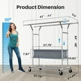 thumbnail image 3 of HOKEEPER 625lbs Heavy Duty Double Clothing Garment Rack with Shelves and Fabric Basket Clothing Racks on Wheels Rolling Clothes Rack for Hanging Clothes, 3 of 8