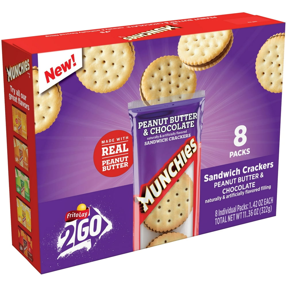 Frito Lay 2Go Munchies Peanut Butter & Chocolate Sandwich Crackers, 1.