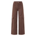 thumbnail image 5 of Ediodpoh Women Wear Waist Three Pocket Trousers Cargo Pants Casual Pants Tailored Fit Womens Work Pants Coffee XXXL, 5 of 8
