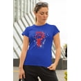 thumbnail image 2 of 4th of July Kitty Cat Paw Print Stars and Splatters Women's Juniors Soft T Shirt, 2 of 5