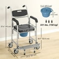 thumbnail image 3 of HOMCOM Shower Commode Wheelchair, Padded Seat, 331 lbs., Black, 3 of 10