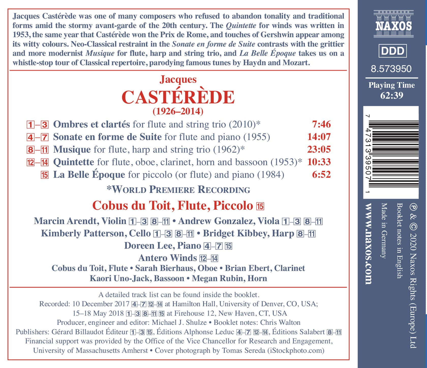 Casterede - Complete Works for Flute 2 - Music & Performance - CD