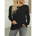 thumbnail image 6 of Women Long Sleeve Crew Neck Slim Fit Stretchy Layer T Shirts Tops, 6 of 6