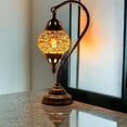 thumbnail image 5 of SILVERFEVER Turkish Moroccan Mosaic Table Lamp - Handmade Swan Neck Tiffany Glass Table Bedside Lamps w Bronze Base14.5 LED Bulb Included Ember Flower, 5 of 6