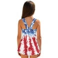 thumbnail image 2 of Xixirimido American Flag Tie-dye Print Girls One-piece Swimsuits Sleeveless Swimwear with Skirt & Built-in Shorts Hawaiian Beach Vacation Modest Bathing Suit, 6-7 Years, 2 of 7
