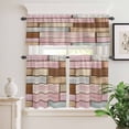 thumbnail image 2 of 3 Piece Kitchen Curtains and Valances Set Pink Brown Vintage Cafe Curtains 24 Inch Length Retro Farmhouse Elegant Pastoral Valance & Tier Curtain for Living Room Bedroom Window 54"x18"+27"x24"*2, 2 of 6