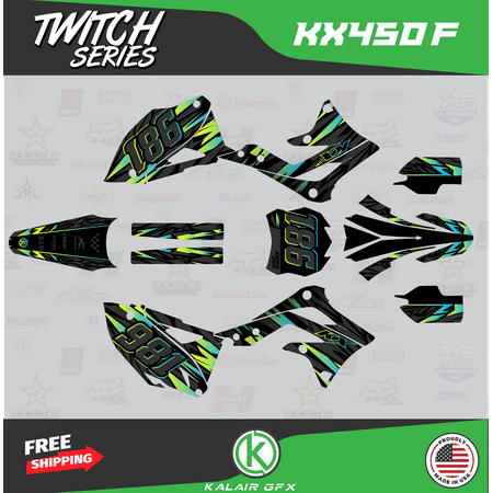 Kalair GFX Graphics Kit for Kawasaki KX450F (2013-2015) Twitch Series Kalair GFX Graphics Kit for Kawasaki KX450F (2013-2015) Twitch Series
