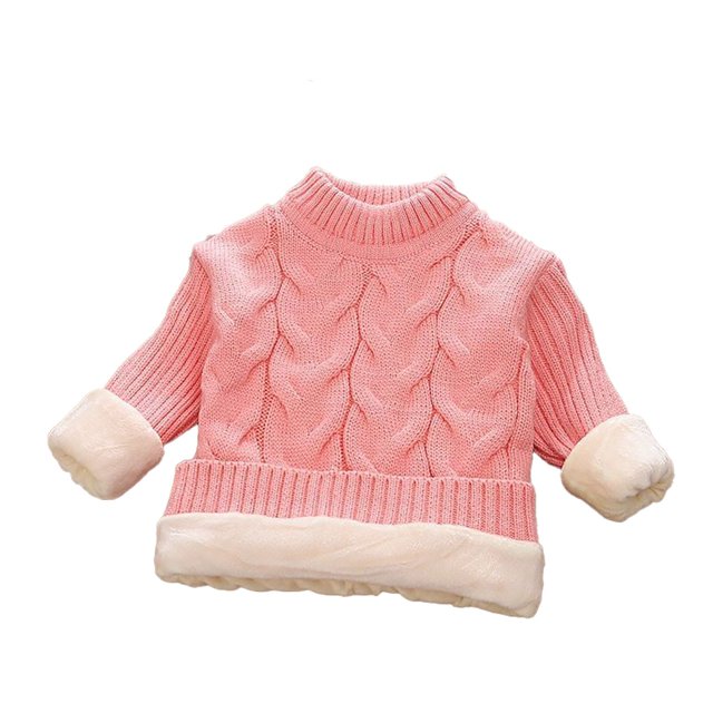 MEZZALL Chandail Enfant Printemps Garçon Col Rond Épais et Bas Chandail Bas Tendance Tricoté pour Filles, Rose, 1-2 Ans