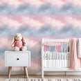 thumbnail image 3 of Peel and Stick Wallpaper Dreamy Pink Blue Cloudy Sky Stars Soft Pastel Colors Wall Mural 23.6in x 9.8ft Self Adhesive Removable Wall Paper Renter Friendly Wallpaper for Nursery Bedroom Cabinets, 3 of 8