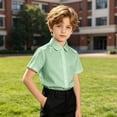 thumbnail image 5 of HCYSFG Uniform Shirts For Girls Peter Pan Collar Short Sleeve Button Down Solid Color Student Blouse Back To School Style Top, 5 of 7