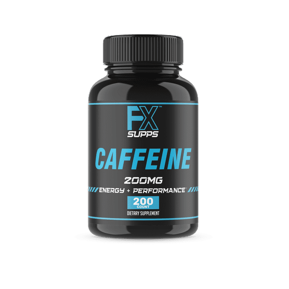 FX Supps Caffeine Pills for Energy, Focus, and Mental Clarity, 200mg per Serving, 200 Capsules