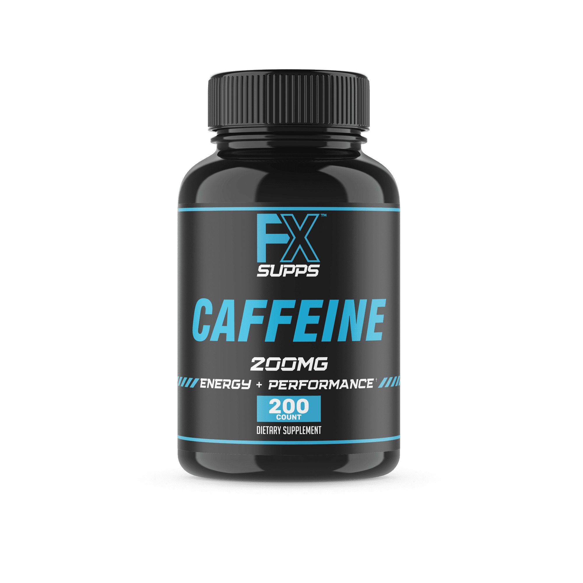FX Supps Caffeine Pills for Energy, Focus, and Mental Clarity, 200mg per Serving, 200 Capsules