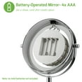 thumbnail image 5 of OVENTE 6" Lighted Makeup Mirror with 1X/7X Magnification, Cordless Tabletop Mount Vanity Round Mirror with 360° Swivel Design and Double Sided Cool Tone LED Ring Light, Polished Chrome MLT60CH1X7X, 5 of 11