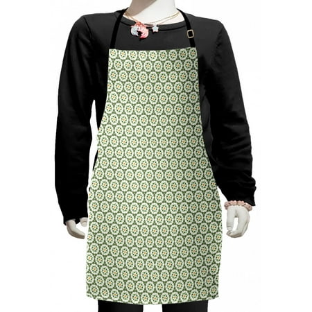 

Geometric Kids Apron Hexagon Pattern Design Abstract Geometric Forms on White Boys Girls Apron Bib with Adjustable Ties for Cooking Baking Painting Pale Orange Olive Green by Ambesonne
