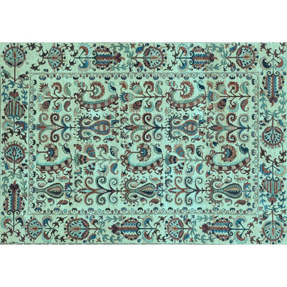 Ahgly Company Indoor Rectangle Abstract Light Blue Modern Area Rugs, 2' x 3'