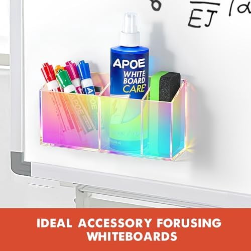Magnetic Dry Erase Marker Holder, Acrylic Magnet Pen Holder for Whiteboard, Refrigerator, Magnetic Fridge Organizer for Office, Classroom, Whiteboard Maker Holder, Locker Organizer(Colorful)