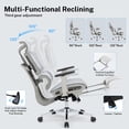 thumbnail image 6 of Hramk Ergonomic Office Desk Chair with Footrest, All-Mesh Reclining Computer Gaming Chair with Adjustable Backrest, Adjustable Seat Depth, Adaptive Lumbar Support, 350lb, Light Gray, 6 of 8