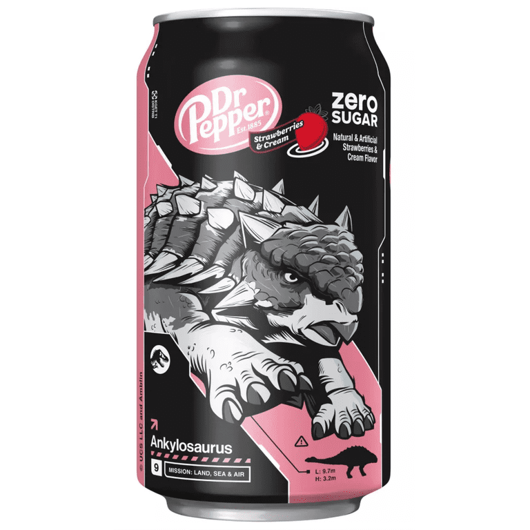 New Dr Pepper Zero Sugar Strawberries and Cream Soda Drinks, Sugar
