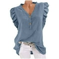 thumbnail image 3 of Ropa de maestra/o,Blusa informal con cuello en V para mujer, mangas holgadas, mezcla de poliéster, ideal para uso diario y en casa, sopatenor, 3 of 9