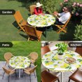 thumbnail image 4 of Yellow Lemon Round Tablecloth for 55-60 Inch Tables, Fitted Table Cover with Elastic Edge, Summer Watercolor Fruits Leaf Waterproof Outdoor Table Cloth Protector for Patio Garden Dinner Picnic, 4 of 9