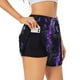 thumbnail image 1 of Balery Purple Plant White Tiger Pantalones cortos deportivos para mujer con forro y dos bolsillos, elásticos, para entrenamiento, gimnasio, yoga-Large, 1 of 7